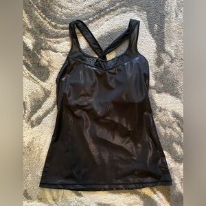 Black Racerback Athletic Tank With Built In Bra Sz L